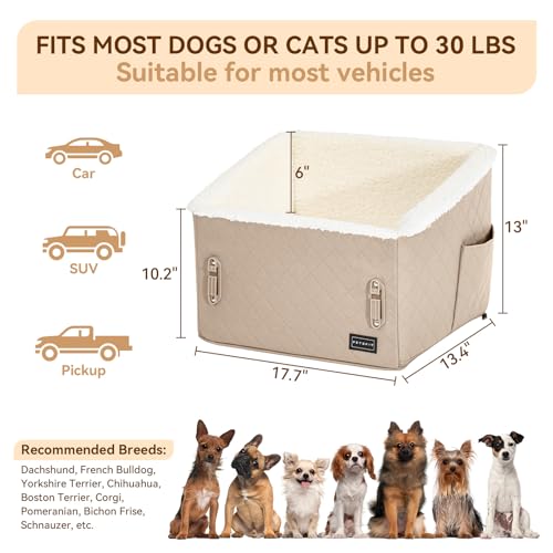 Small Dog Booster Car Seat (Khaki)