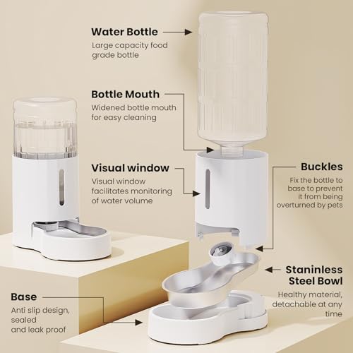 Gravity Dog Water Bowl Dispenser (White / 8L+Stand)