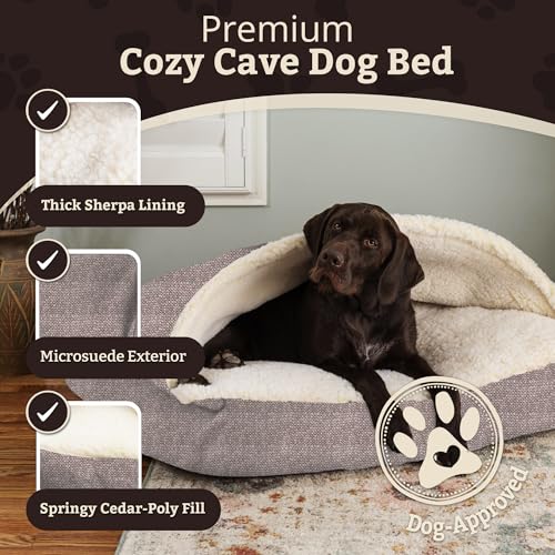 Rectangle Cozy Cave Dog Bed (Merlin Linen / Large)