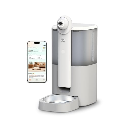 Yuno AI Smart Automatic Cat Feeder with 2K 360° Camera Auto (Light Grey)