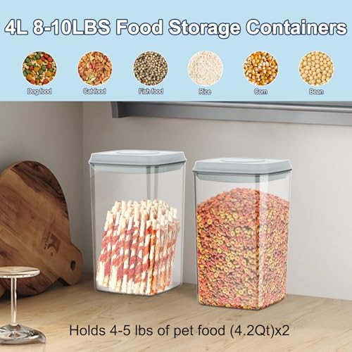 4.2Qt 2Pack Airtight Dog Cat Food Storage Container and Dog Treat Containers BPA (Grey（4.2Qt-2Pack))