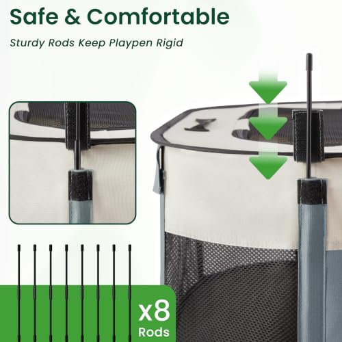 Dog Playpen Cat Puppy Pen (Gray green with Pad / Small)