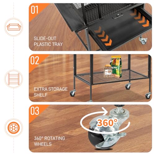 Bird Cage with Wheels (Black)