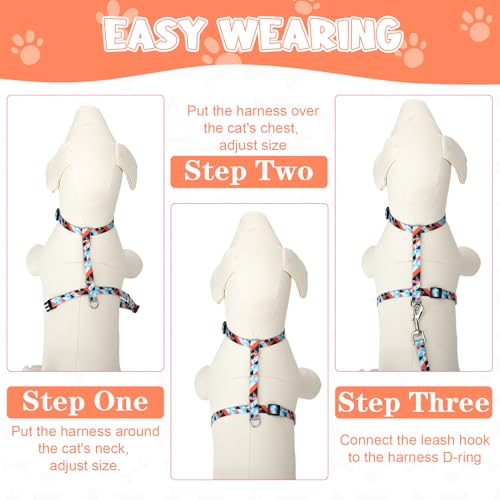 2 Pack Cat Harness and Leash Set Escape Proof Adjustable Cat Harness (Bohemia)