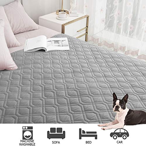 Waterproof Dog Bed Cover Pet Blanket for Furniture Bed Couch Sofa Reversible (82x82 Inch (Pack of 1) / Grey+dark Grey)