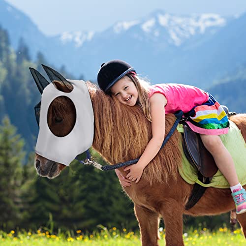 6 Pcs Horse Fly Masks with Ears Comfort Breathable Mesh Fly Masks Net UV Protection Large Eye Space Full Face Covering Elasticity Soft for Horses (Large)