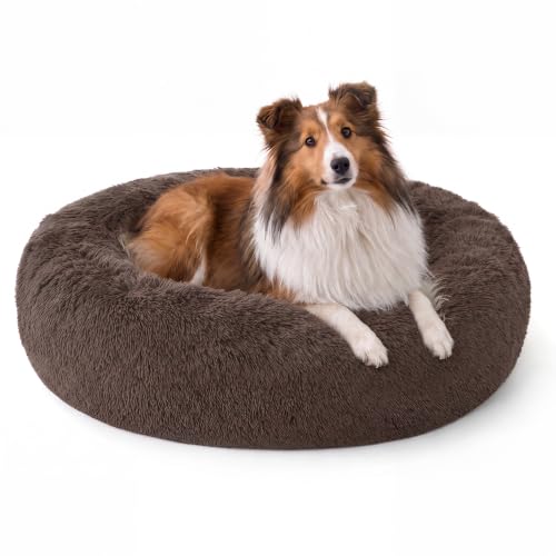 SupportMax® Calming Dog Bed Medium Size Dog Washable Pet Bed (Chestnut Brown / M PLUS(33x33x7))