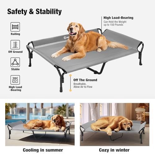 Cooling Elevated Dog Bed (Grey / 50.5"L x 33.5"W x 12.0"Th)