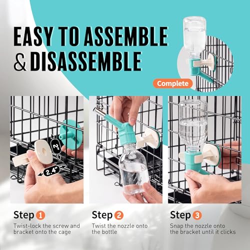Patented No Drip Water Bottle (C528 Aqua / Rabbits-Chinchillas-Toy Dogs-10.2 fl.oz)