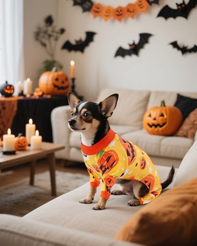 4 Pack Halloween Fleece Dog Pajamas Warm for Small Dogs (Small)