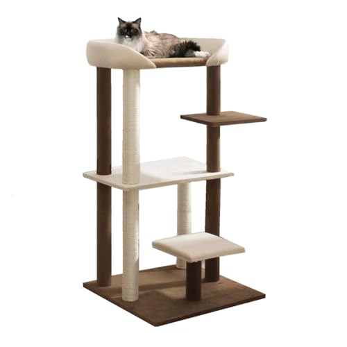 Modern Cat Tree Tower with Extra Large Platform Perch Bed for Maine Coon and Big Couch Sofa for Multiple Cats (A)