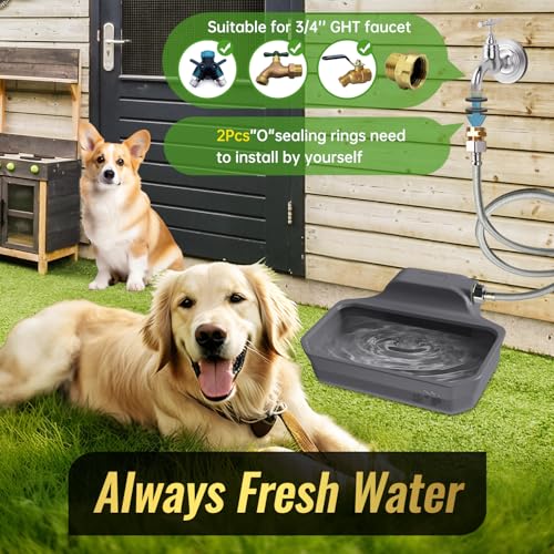 135OZ Automatic Water Dispenser for Large Dogs Patented Outdoor Dog Water Bowl Dispenser Automatic Dog Feeder Fit 3 (Grey / 135oz)
