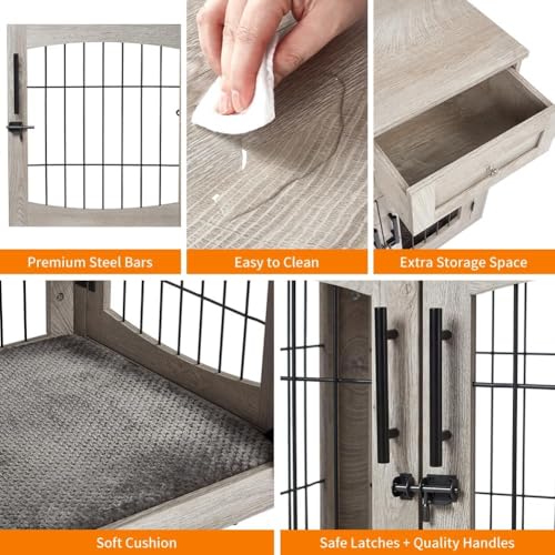 Dog Crate Furniture for Large Dogs (Grey / L:39.4"L*23.6"W*40"H)