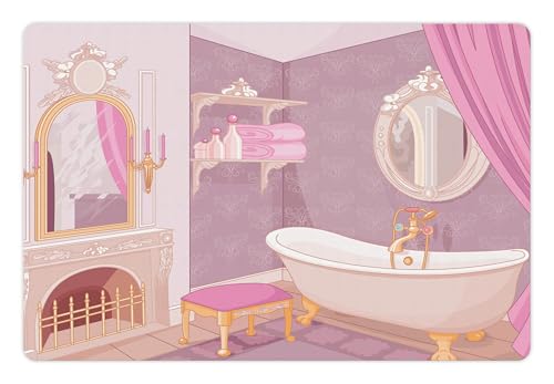 Feminine Pet Mat for Food and Water (Beige Pink)