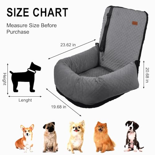 Dog Car Seat for Small Medium Dogs Pet Up to 40 lbs Gray (Medium / Gray)