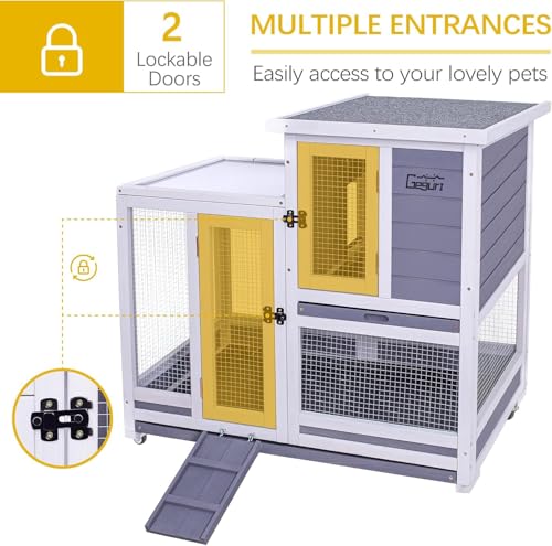 Wooden Rabbit Hutch (37.8"L x 22.4"W x 36.0"H)