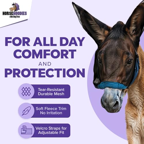 Donkey Fly Mask with Long Ears (Large Donkey / Black)