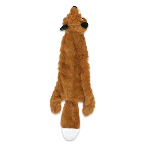 2-in-1 Stuffless Squeaky Dog Toy - Fox, Medium (Brown/Fox / Medium)