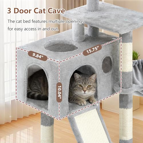 Cat Tree Tower 42'' with Condo (Light gray / 42 inch)