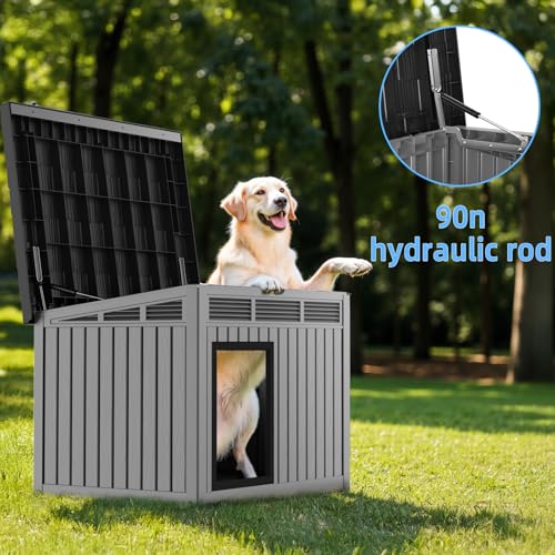 Dog House Indoor Outdoor (Deep Gray / 32.2”L x 25.12”W x 24.13”H)