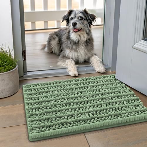 Dog Door Mat for Muddy Paws 24x16 (Layered-Olive Green / 24"X16")