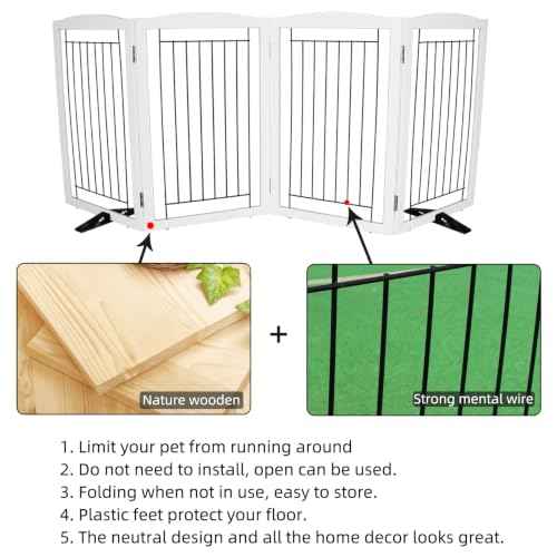 Freestanding Dog Fence Indoor (White / 【4 Panels】80''w x 32''h)
