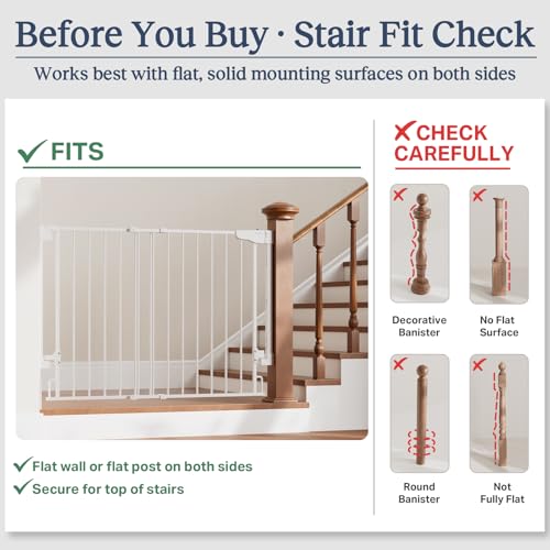 2 Pack 29.2 43" No Bottom Bar Baby & Dog Gate for Stairs & Doorways (White / 29.2"-43" W x 28" H | 2 Pack)