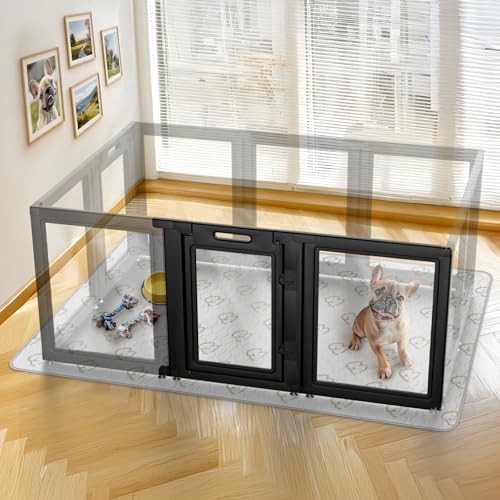 AuraSpace Clear Acrylic Indoor Dog Playpen (Black / 30"H)