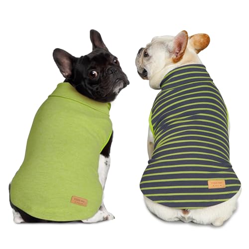 2Pack Dog Sweater for Medium Dogs Soft Pet Coats Fleece Sweatshirt (X-Large (19-27lbs) / 4# Stripe+Green)