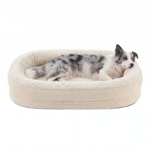 Orthopedic Dog Bed for Large Dogs (Beige / 35"l X 25"w X 7.0"th)