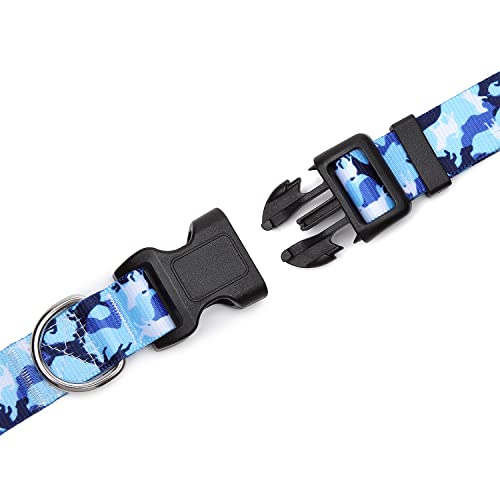 Adjustable Dog Collar (Medium / Dog Camouflage Blue)