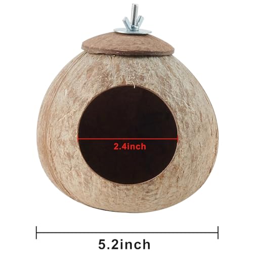 Bird Nest for Cage Natural Coconut Shell Bird House Parakeet Nesting 2 Pack
