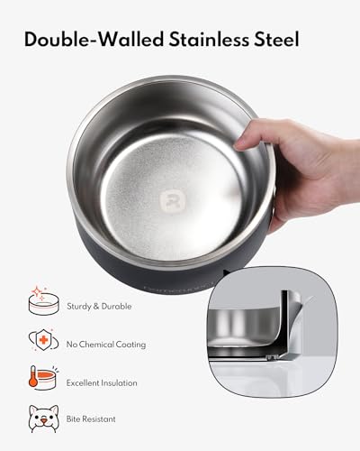 Double Wall Stainless Steel Dog Bowls (32oz / Black)