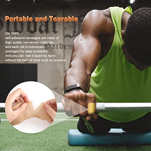 Self Adherent Cohesive Bandages Wrap 12Packs 2" x 5 Yards (Beige/Tan / 2 In x 5 Yards)