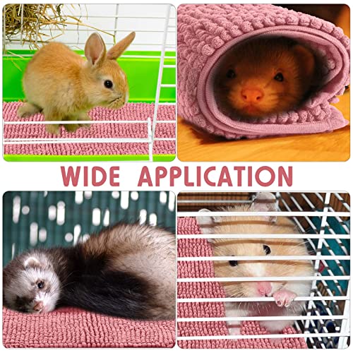 4 Pcs Guinea Pig Cage Liner (Pink / 16 x 24 Inch / Low Pile Chenille)
