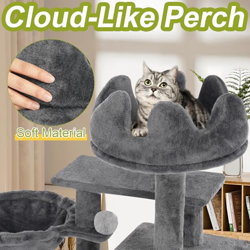 Cat Tree Tower with Hammock (Grey)