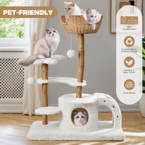 Modern Cat Tree (White / 45.6'')