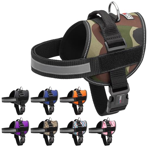 Dog Harness Reflective No (Green Camo / Girth 22" to 28")