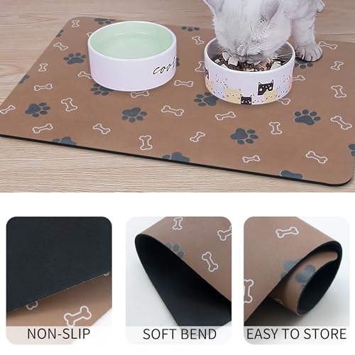 Pet Cat Dog Food Mat Non Slip Mat for Dog Water Bowl Mat Quick Dry Absorbent Cat Feeding Mat