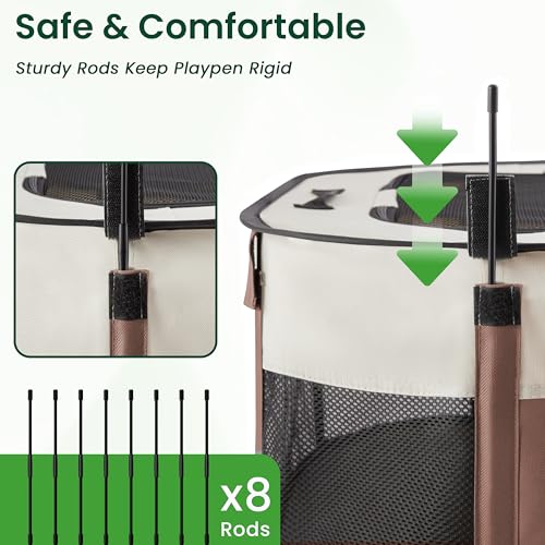 Pet Puppy Dog Playpen (Brown / Large)
