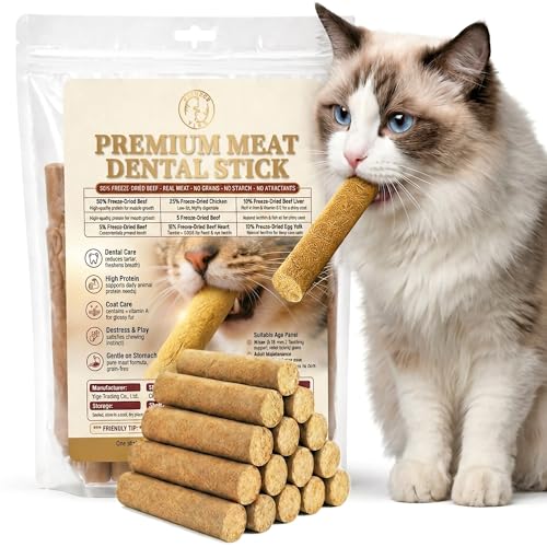 15pcs Freeze Dried Cat Chew Sticks Kitten Beef Treats for Teeth (Pro-17PACK)