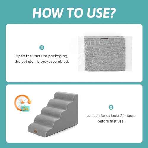 Wide Dog Stair for Small Dog 22.6" H (Grey / Wide:17.7"x33"x22.6")