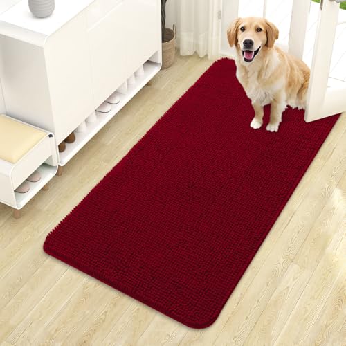 Dog Door Mat for Muddy Paws 44x24 (Red / 44" X 24")