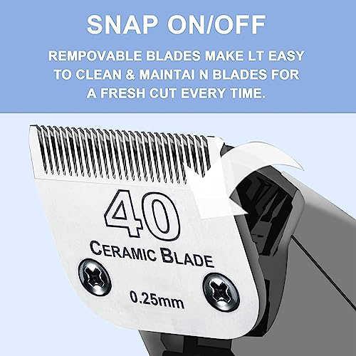 40 Blades Dog Grooming Replacement Blade Compatible with Andis Dog Clipper (40:1/100''(0.25mm))
