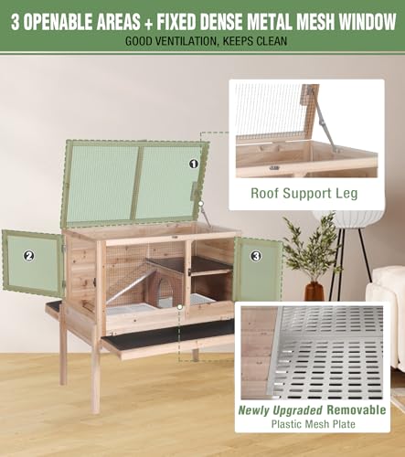 Guinea Pig Cage Indoor with Chew (Natural Wood)