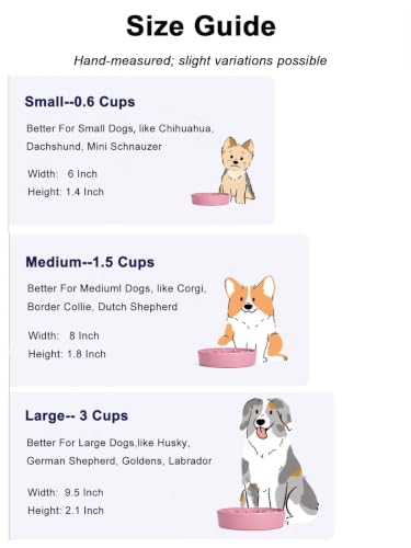 Ceramic Slow Feeder Dog Bowls Small Breed (Pink Bloom / S-0.6 Cups)
