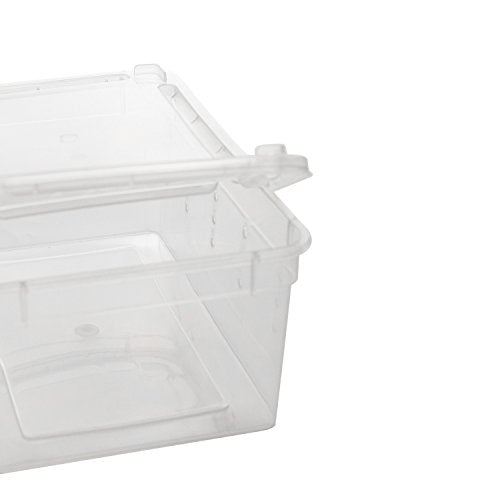 Portable Reptile Terrarium Habitat for Mini Pet Houses Breathable Holes Stackable Container (2PCS-Clear-XS)