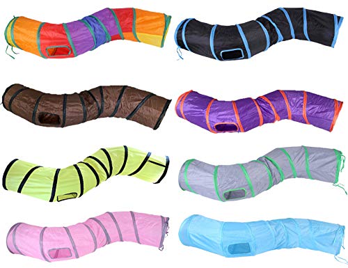 Cat Tunnel Toys for Indoor Cats Kittens Rabbits (47" (Shape S) / Blue)