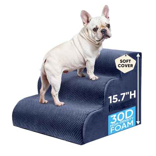 3 Step Pet Stairs for High Beds & Sofas (Blue / 3-step 15.7"H)