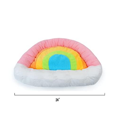 Soft Plush Small Cute and Cozy Nature Dog Cat Bed (Rainbow)
